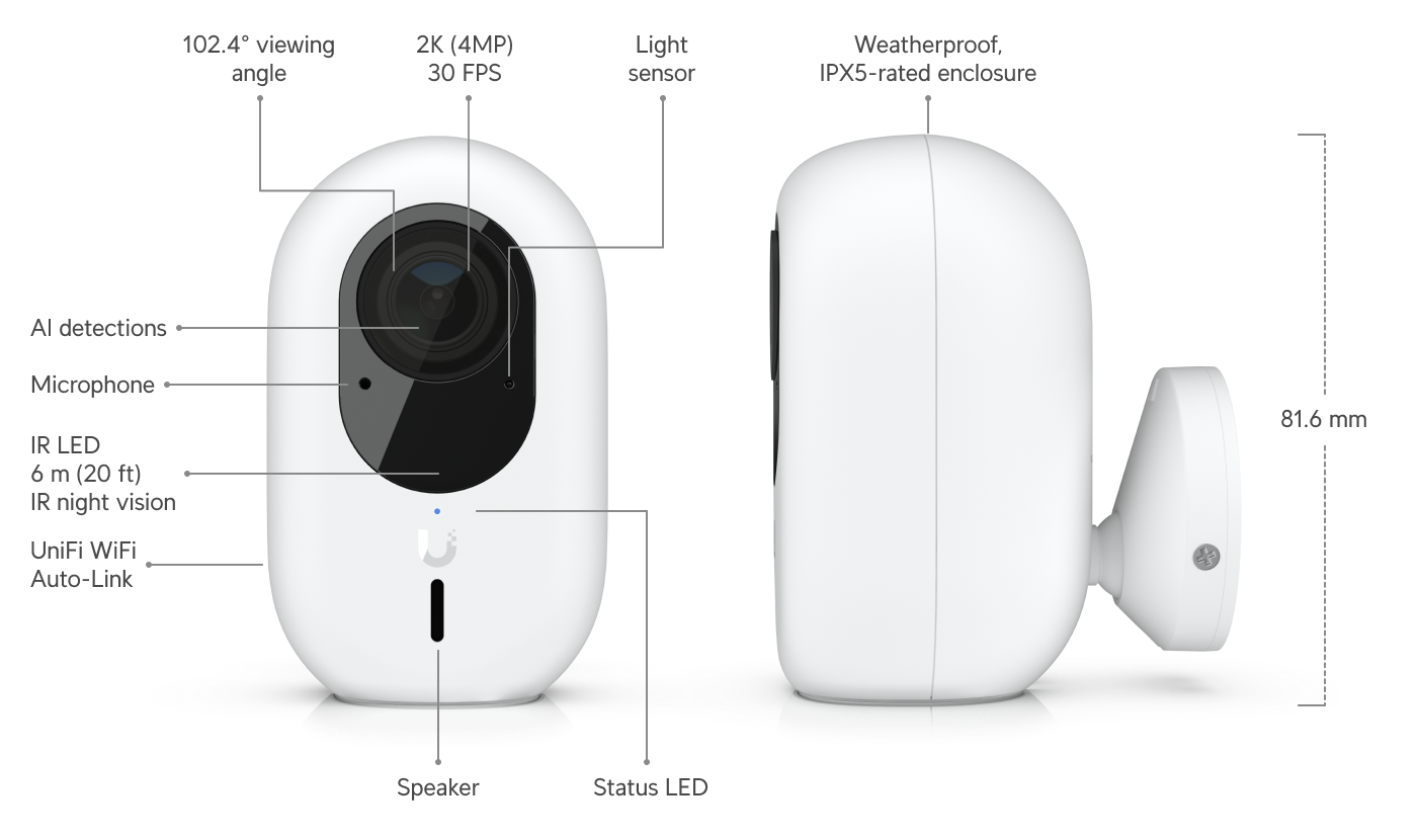Ubiquiti Instant G4 Camera Unifi 防犯カメラ G4 4MP Indoor/Outdoor; Camera; Security Instant 防犯カメラ