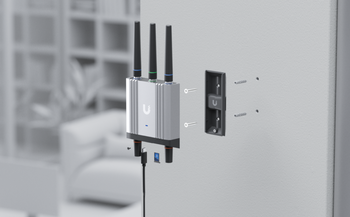 Wandmontageplaat en aansluitingen van de router