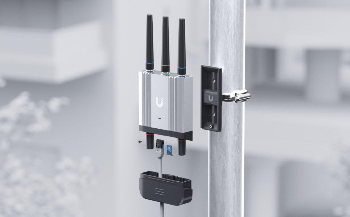Paalmontage en afneembare buitenkap van de router