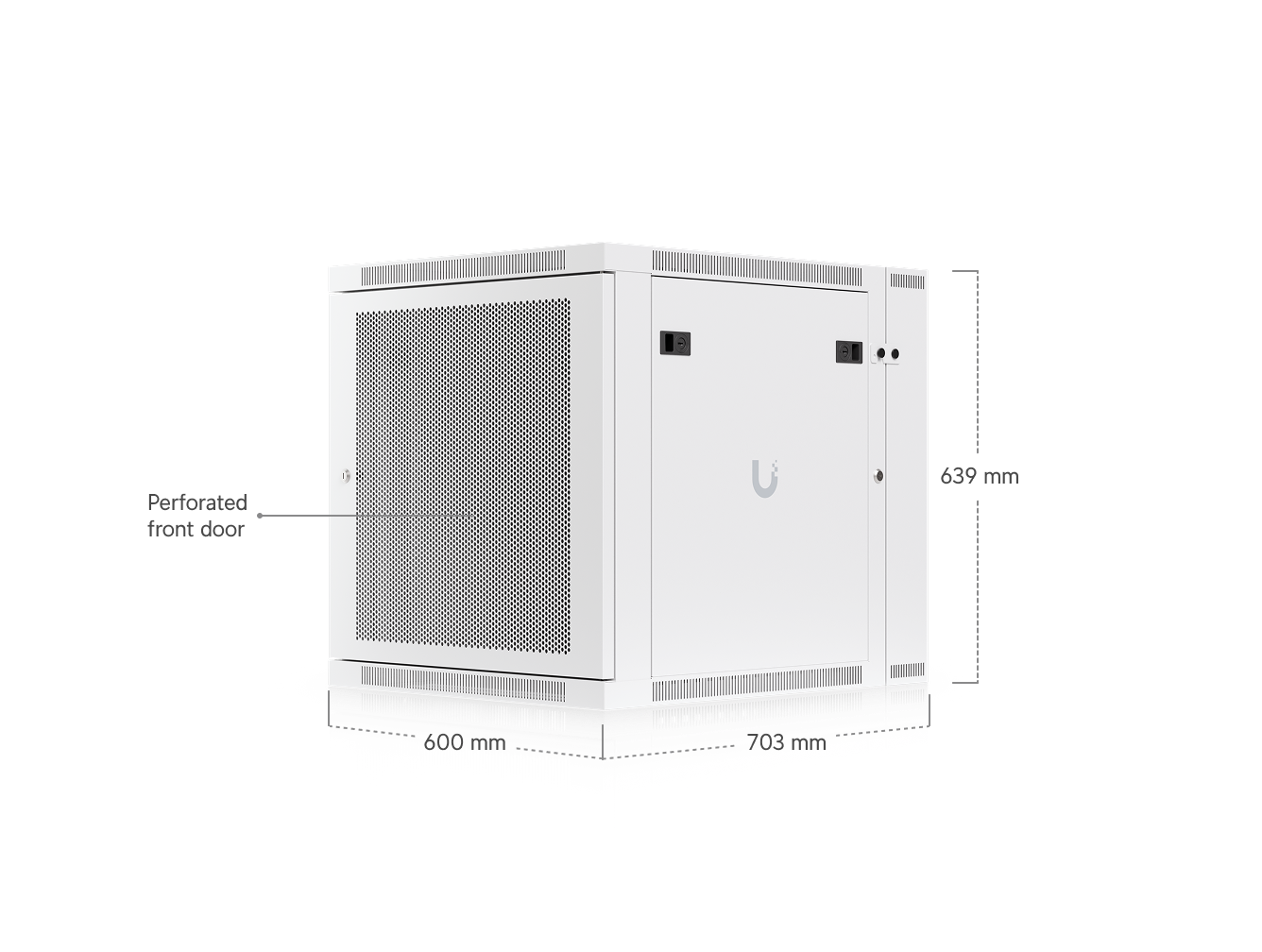 12U Rack Cabinet, Swing, Perforated Door