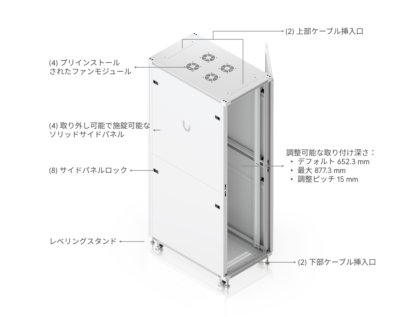 42U Rack Cabinet、800 mm、ガラスドア - Ubiquitiストア