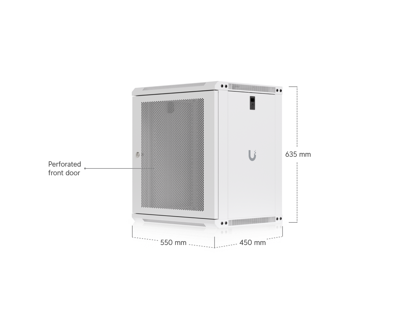 12U Rack Cabinet, 450 mm, Perforated Door